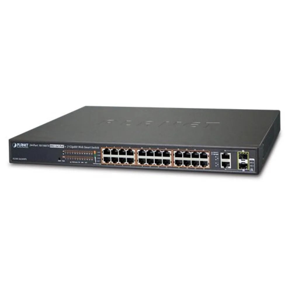 PLANET PLANET FGSW-2624HPS 24-port 10/100 PoE+ 2-port Gigabit combo network switch — product photo