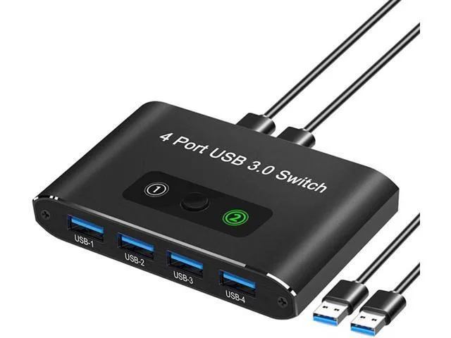 LORDWORLD LORDWORLD 2-in-4-out USB 3.0 KM Switch with 2 Cables — product photo