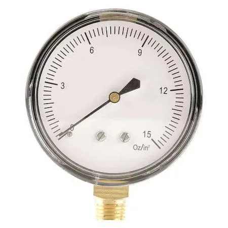 Value Brand Value Brand Low Pressure Gauge 0 to 15 psi 2 1/2 in Dial 1/4 in NPT 18C777 — product photo