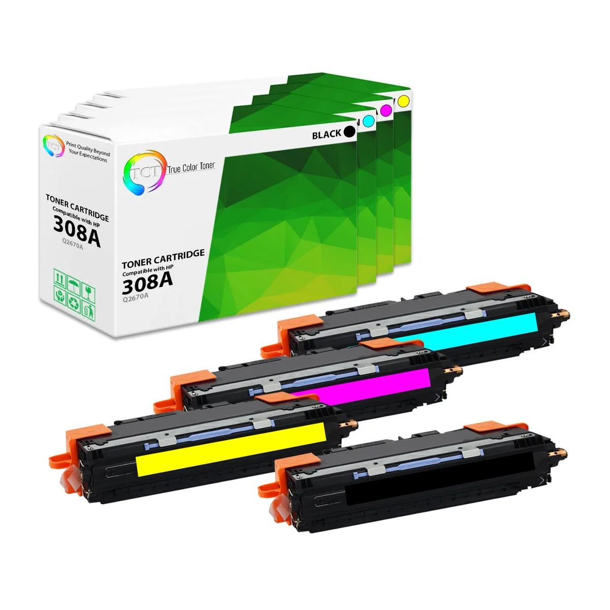 True Color Toner True Color Toner 308A 311A toner cartridge 4 pack Q2670A Q2681A Q2682A Q2683A — product photo
