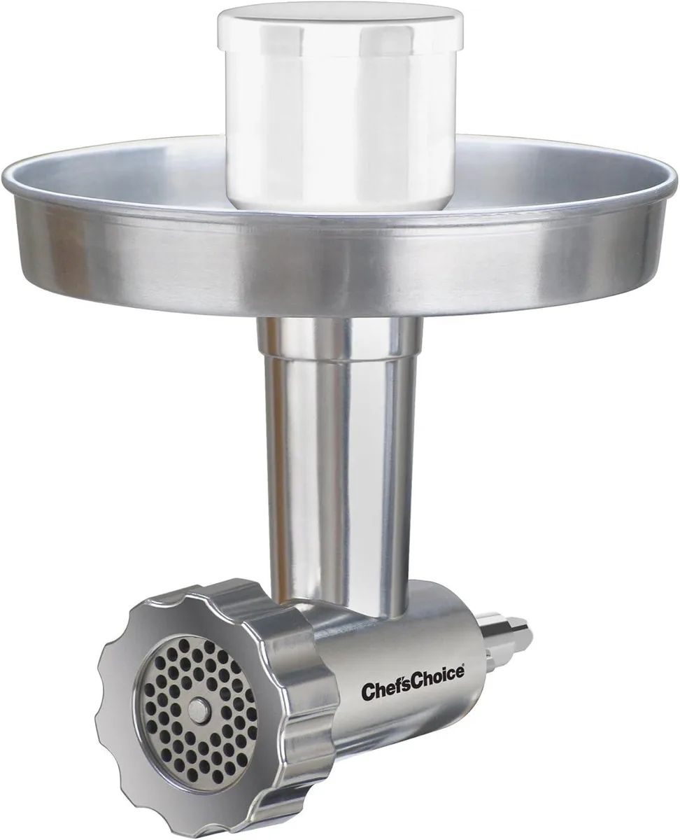 Chef's Choice Chef's Choice 796 Premium Meat Grinder Attachment for KitchenAid Stand Mixers, Silver, 2 piece set — product photo