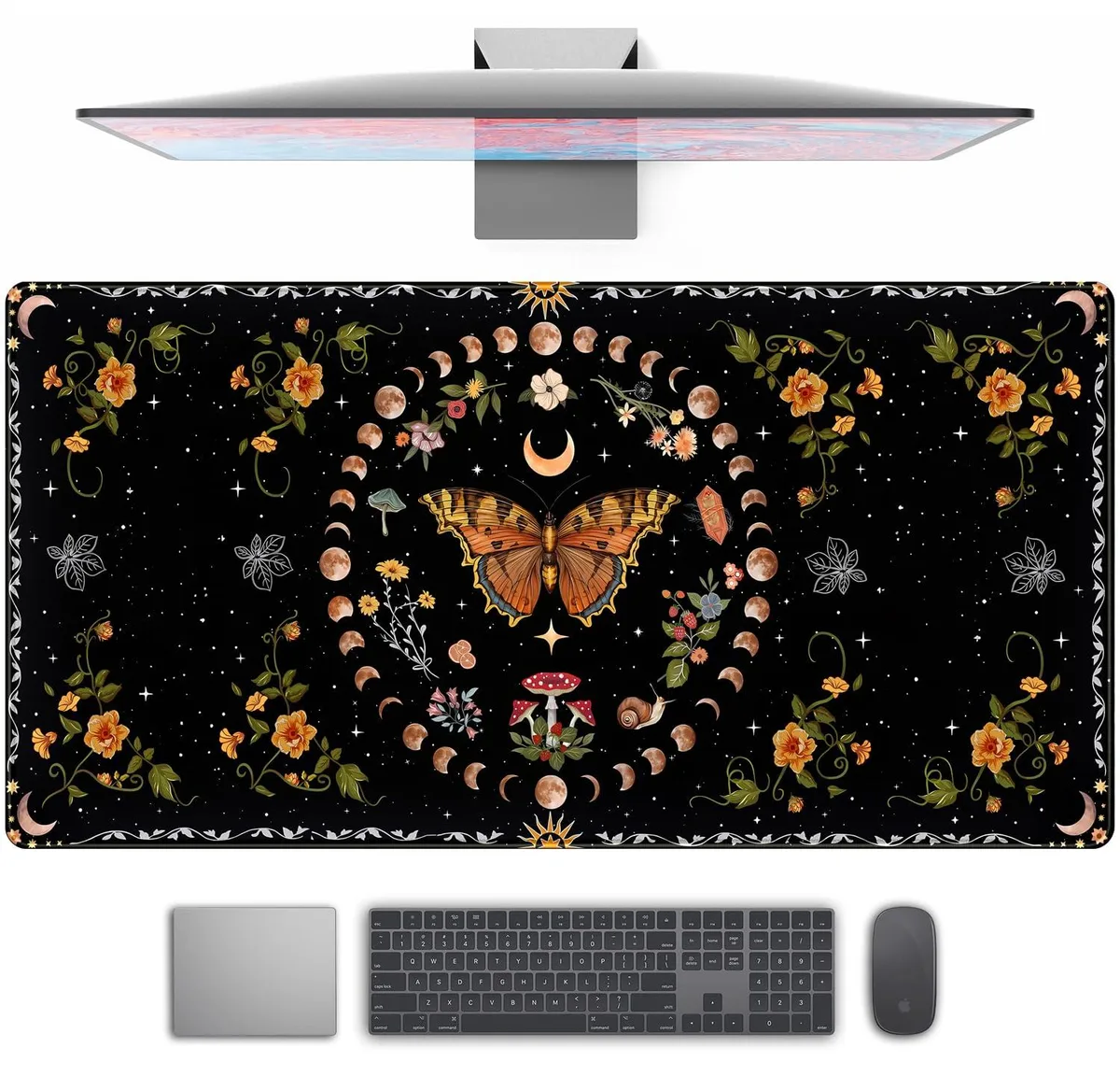 TENG DA QING ADX000 Mouse Pad 31.5x15.7 in Black Butterfly Moon — product photo