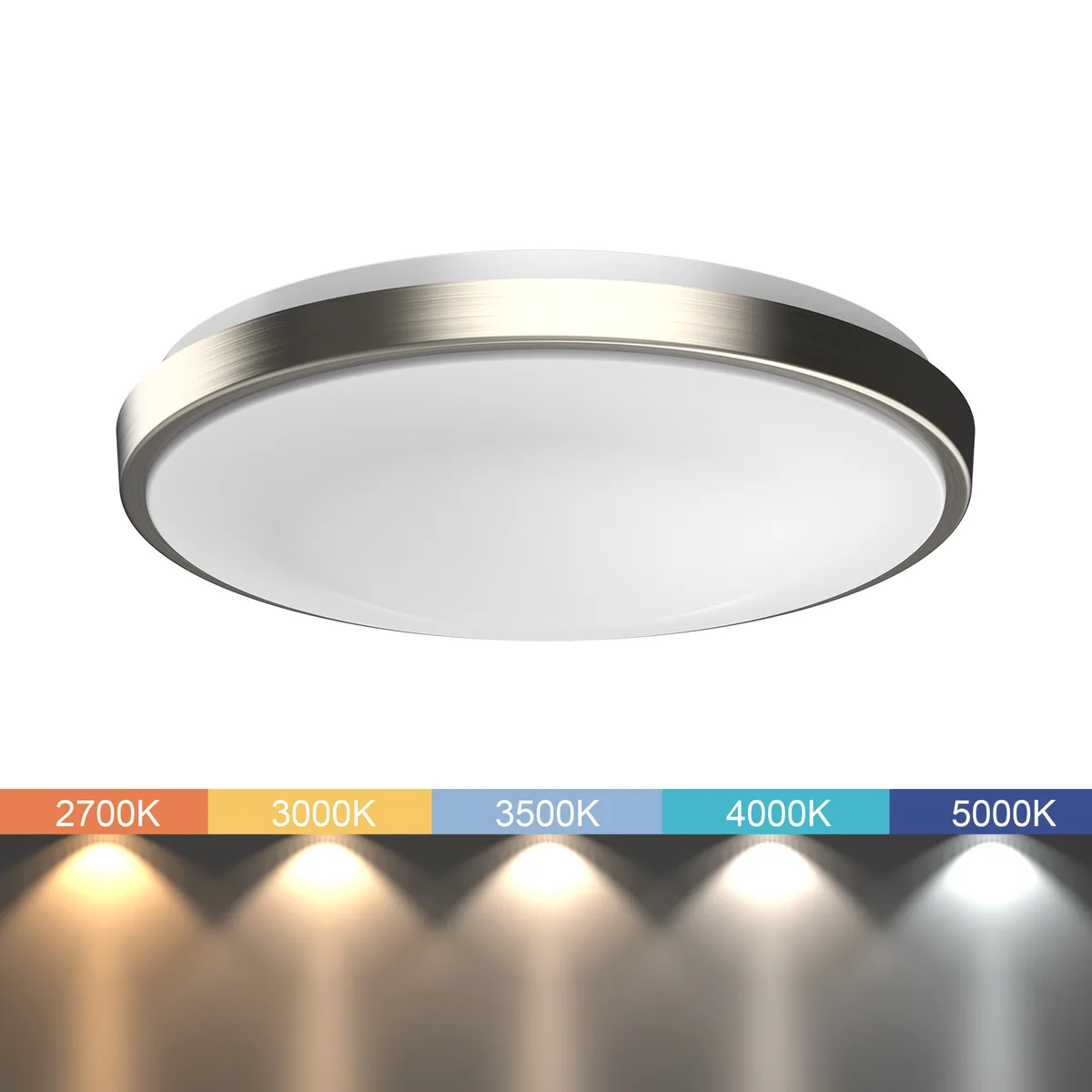 Boost Lighting, Inc. Boost Lighting, Inc. RN11BNSCD1 11" LED Flush Mount 16W 1200lm 2700-5000K Brushed Nickel — product photo
