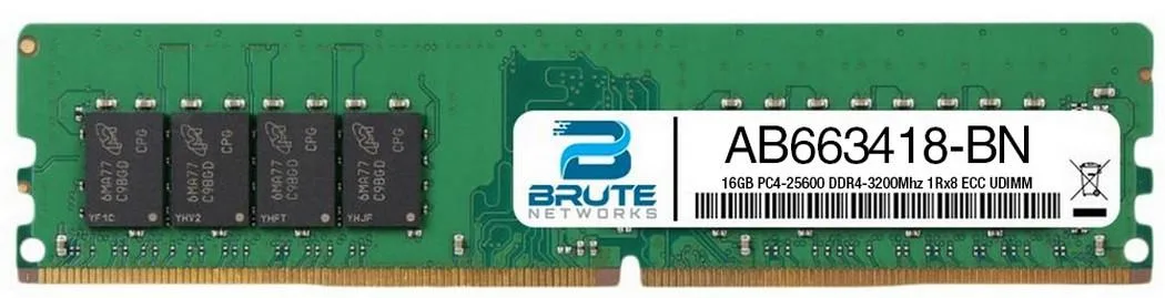 Brute Networks Brute Networks 16GB DDR4-3200 ECC UDIMM 1Rx8 AB663418 — product photo
