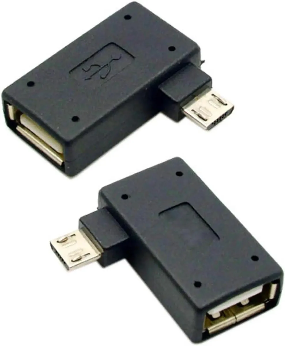 SMUGDESK SMUGDESK 90° Micro USB Male to USB-A Female 2-in-1 OTG Power Adapter 2 Pack — product photo