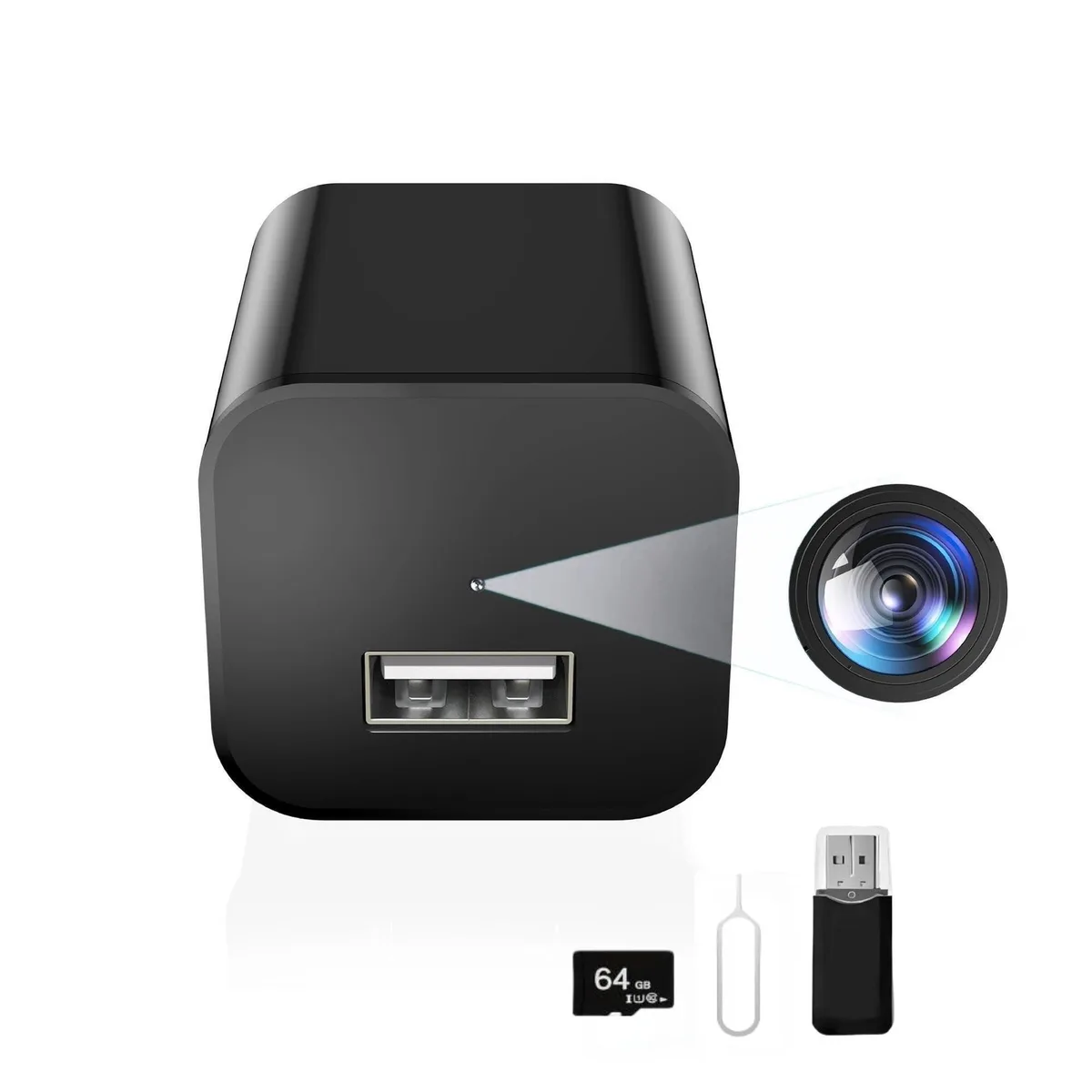  DUVIX 1080P Indoor Camera Charger 64GB Card 30fps No WiFi — product photo