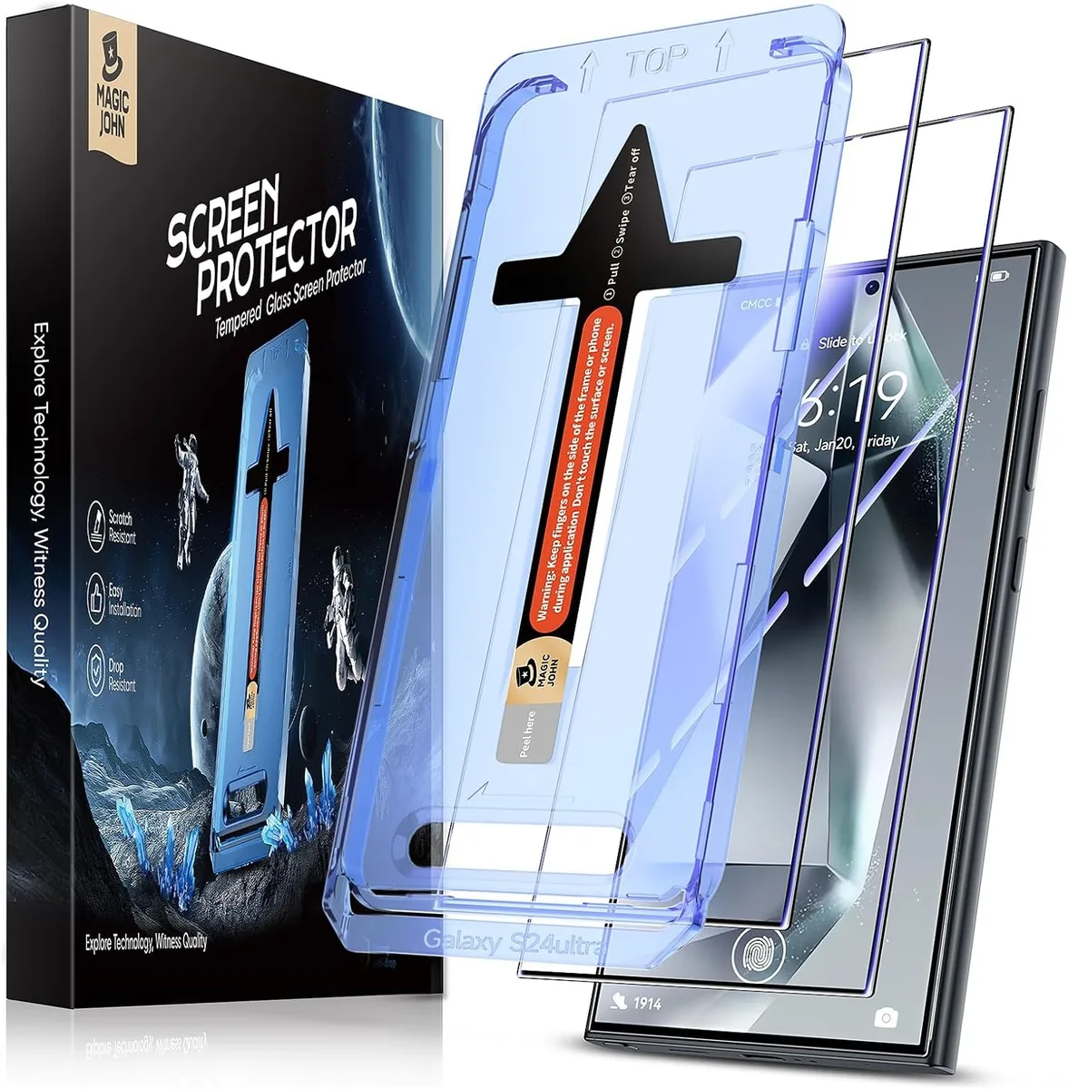 NuoTo NuoTo 2 Pack Galaxy S24 Ultra Tempered Glass Screen Protector Auto Dust-Elimination Installation — product photo