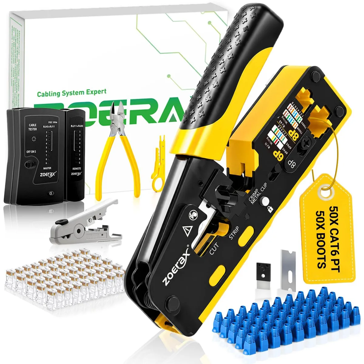  Zebra 8 IN 1 Set RJ45 Crimping Tool Kit with 50 Connectors — product photo