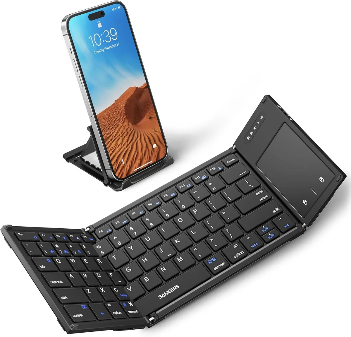 TUKO TUKO Foldable Bluetooth 5.1 Keyboard with Touchpad, 110 Keys, 13.5 x 4.5 in — product photo