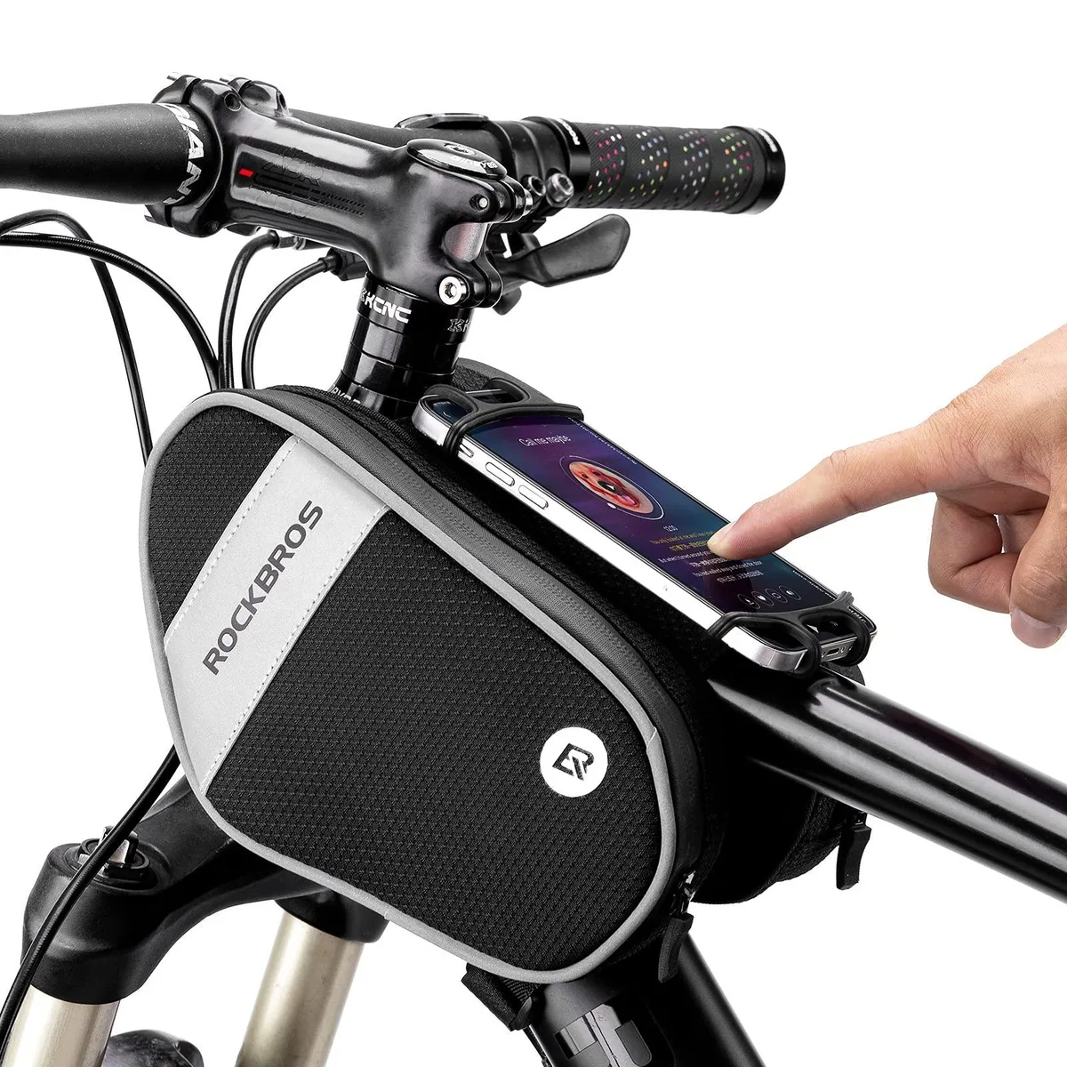  ROCKBROS 1.5L Handlebar Frame Bag with 360° Phone Holder — product photo