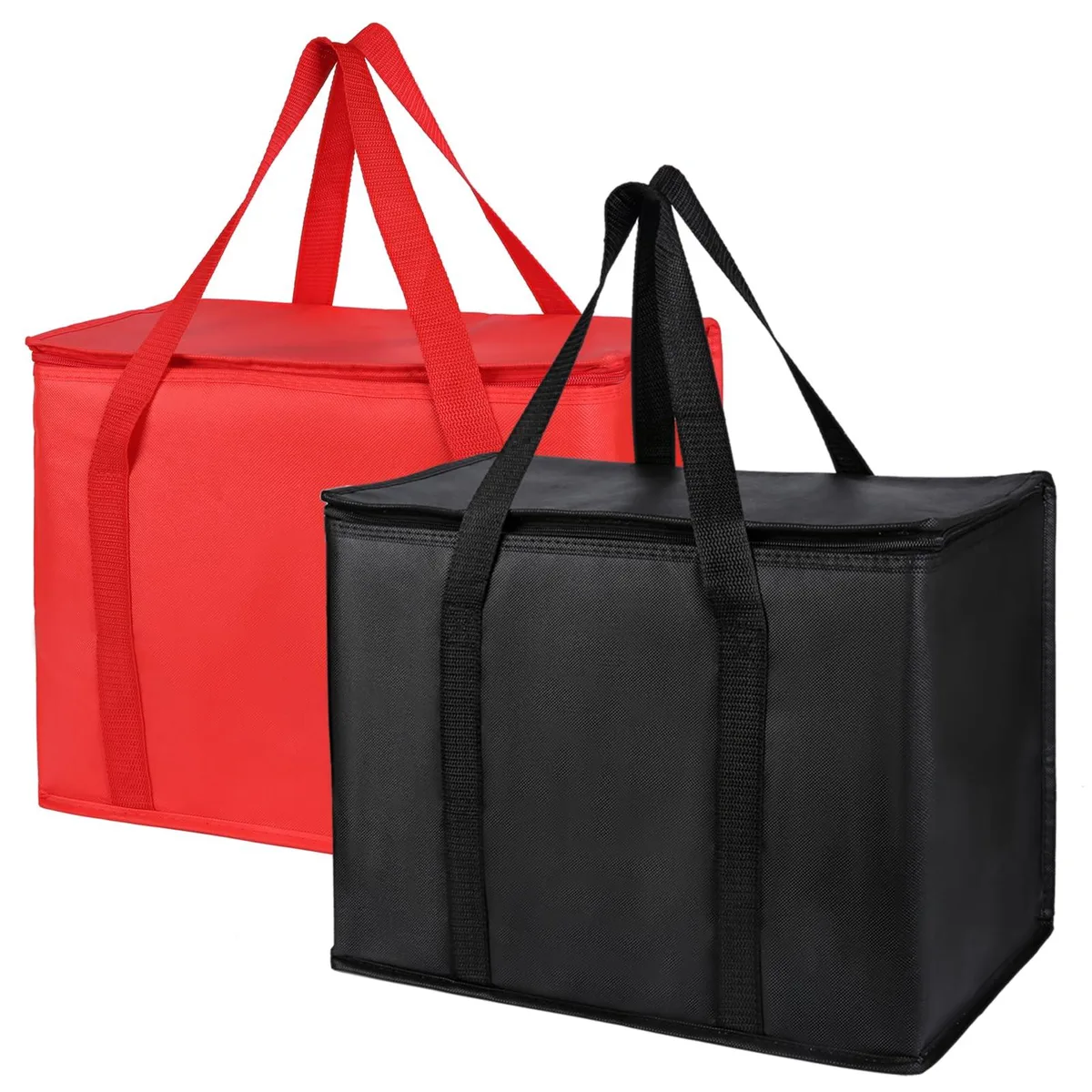 Medium insulated reusable grocery bag in solid non-woven fabric, foldable with top closure