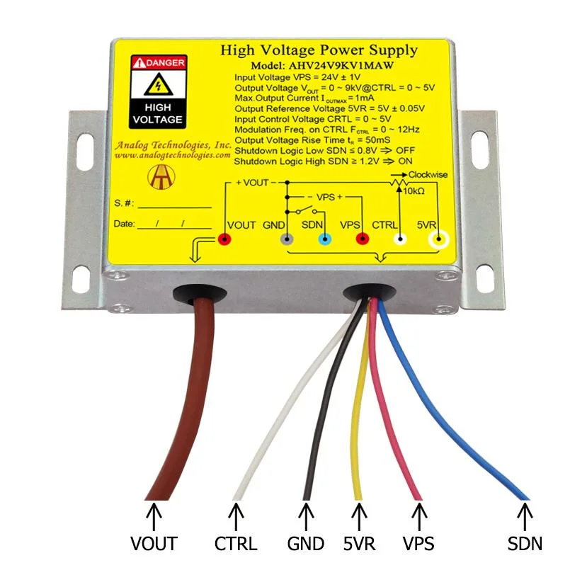 Analog Technologies Analog Technologies High Voltage Power Supply 9kV 1mA 24V Input AHV24V9KV1MAW — product photo