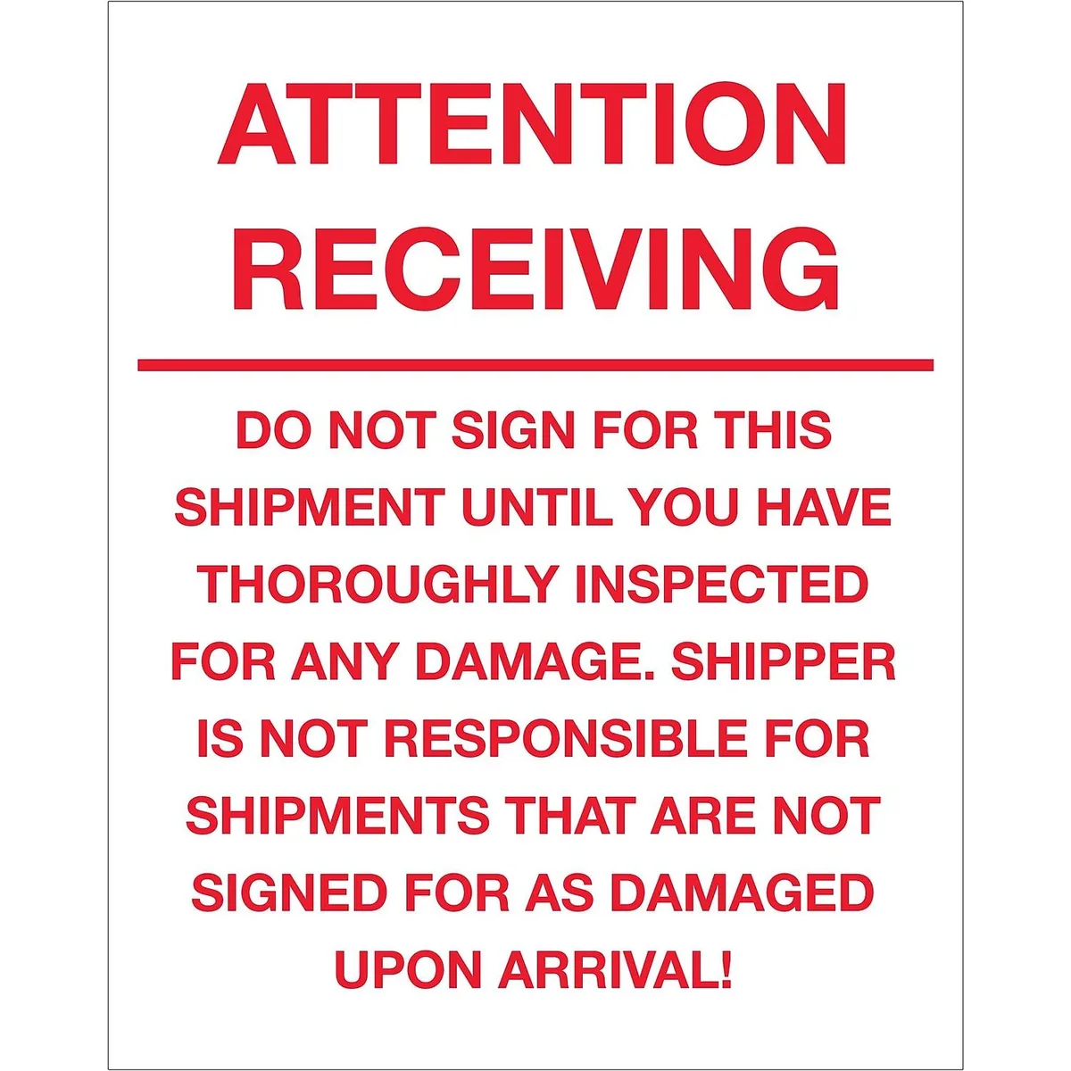 Tape Logic Tape Logic "Attention Receiving" Labels 8x10 Red/White 250 Roll DL1334 — product photo