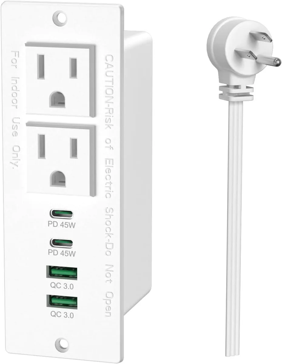 BFKK BFKK 45W USB-C Recessed Power Strip 4 Ports 6ft — product photo