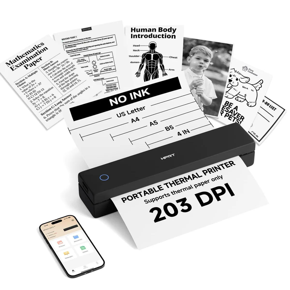Compact black thermal receipt printer with rounded edges