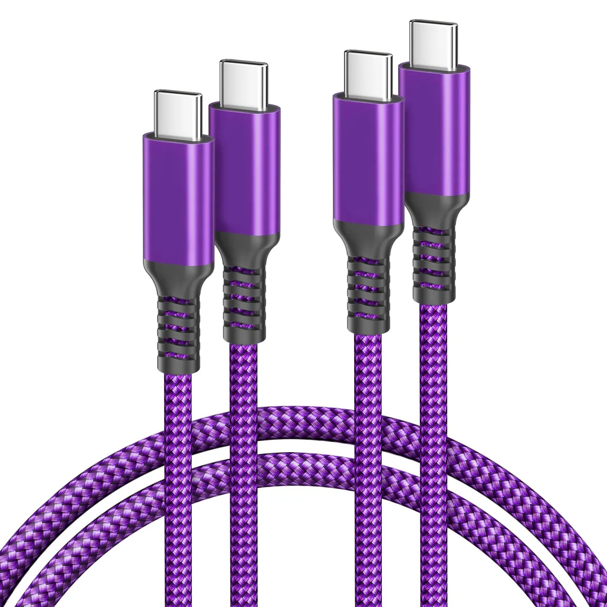 Two orange USB-C to USB-C cables, 10 ft each, double-braided with aluminium connectors