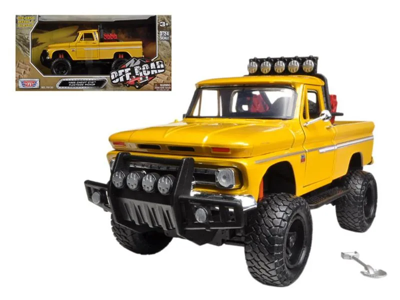 MOTORMAX MOTORMAX 1966 Chevrolet C10 Fleetside Pickup Truck Off Road Yellow 1/24 Diecast Hobby Collectible — product photo