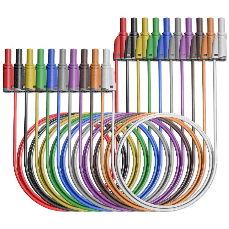 KEHIPI KEHIPI P1050-1-10C 10PCS 4mm Stackable Banana Plug Test Leads 14 AWG 3.3ft 1000V 15A electrician tool — product photo