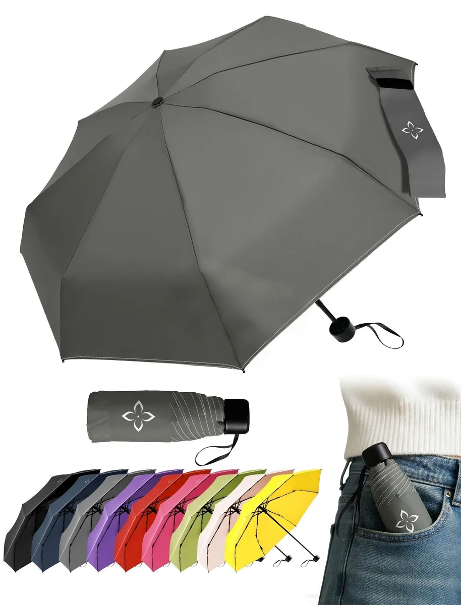  LILAC 003001 Manual Umbrella Grey 7.3" Folded 41.7" Canopy — product photo