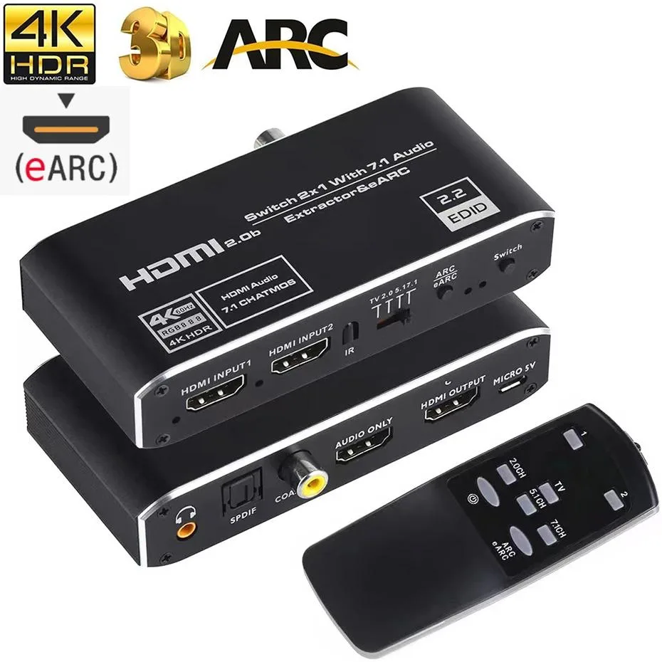LUOM LUOM OZV2E 2x1 HDMI Switch Audio Extractor 4K 60Hz ARC — product photo