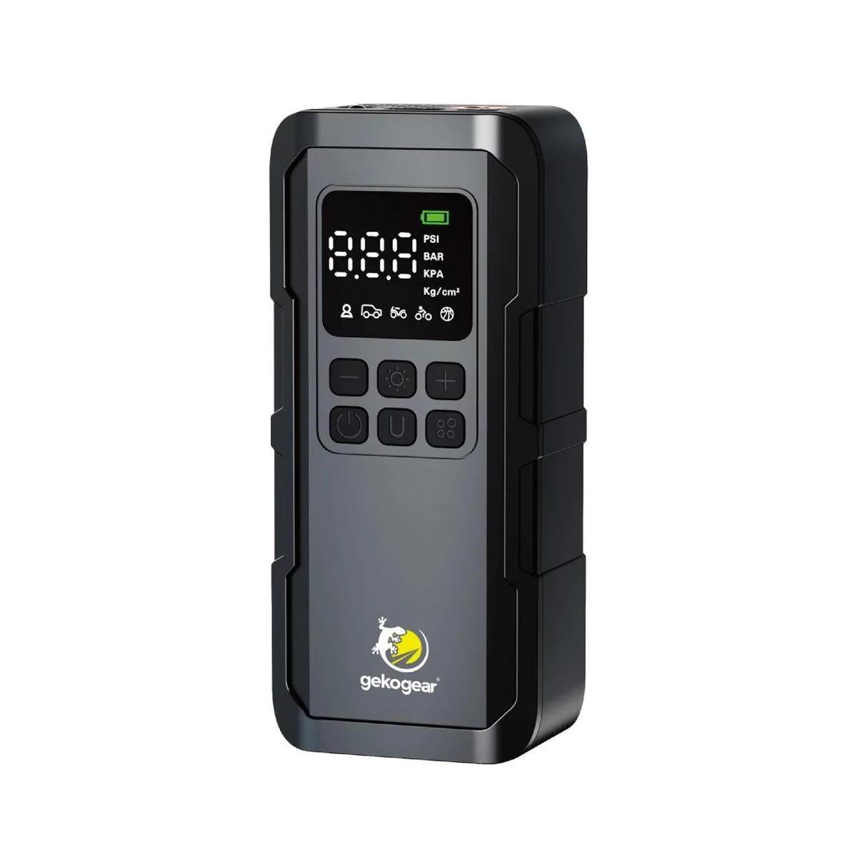 Compact portable air compressor with digital display and carry bag