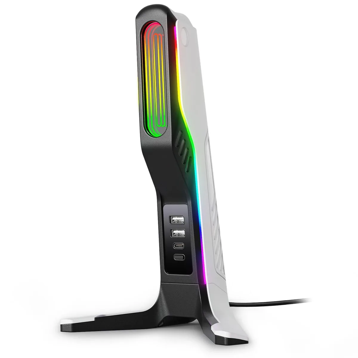  IFYOO RGB Headset Stand 2 USB-A 1 USB-C 10 inches Black&amp;White — product photo