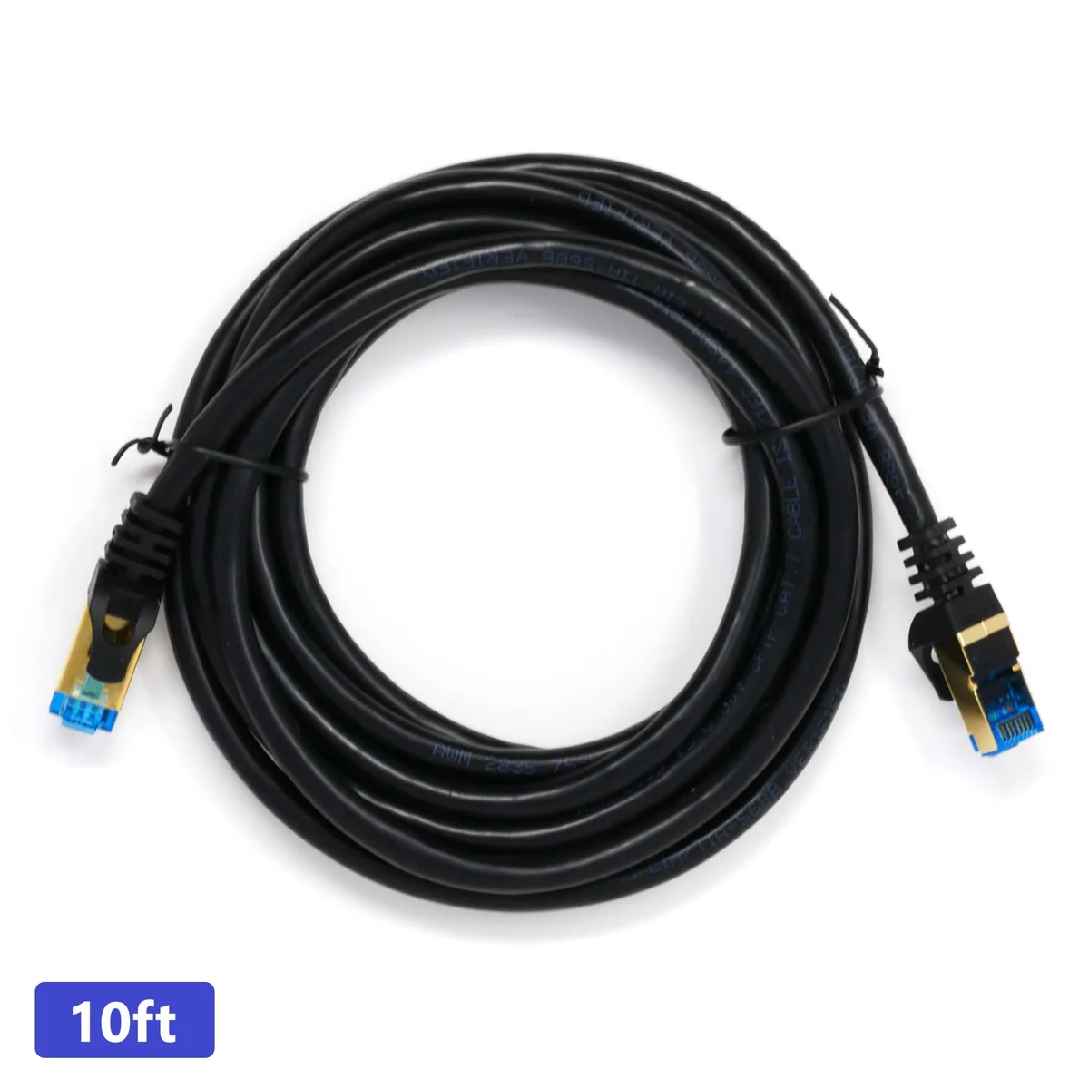 QualGear QualGear QG-CAT7R-1FT-BLK Cat 7 Ethernet Patch Cable 10 ft Black Round Shielded — product photo