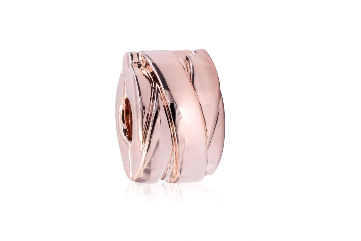 PANDORA PANDORA Polished Ribbons Clip Charm 14k rose gold-plated — product photo