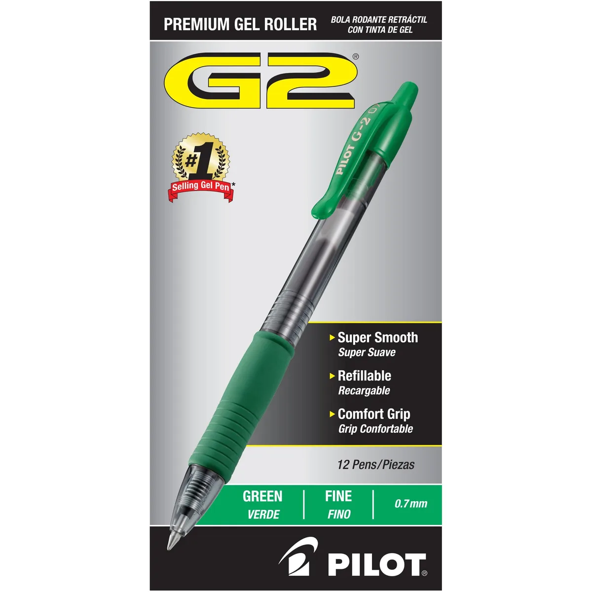  Pilot G2 Premium Gel Roller Pens Fine Point 0.7 mm Blue Pack of 12 — product photo