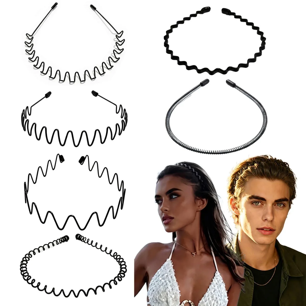 Metal Headbands Zigzag Non-Slip Comb Teeth Black — product photo