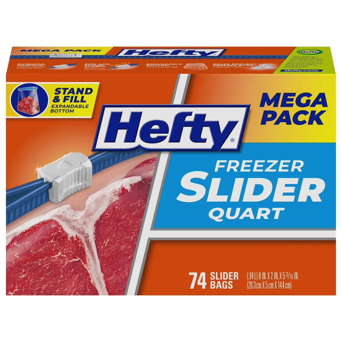 Red silicone quart freezer bags with slider closure, set of 74