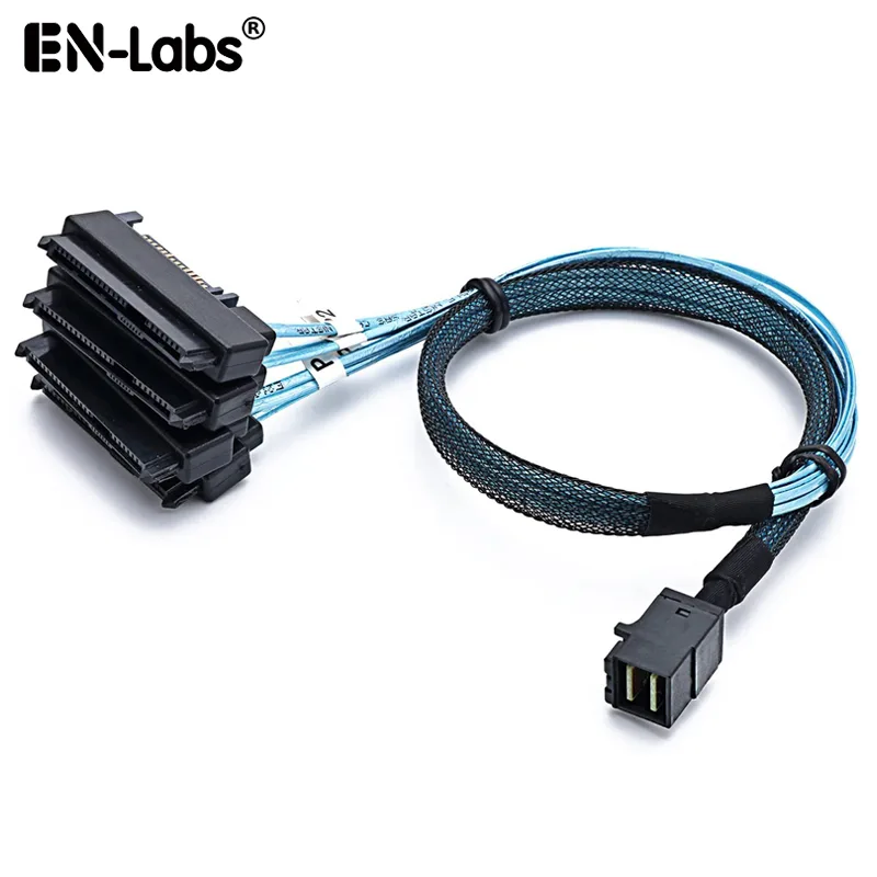EN-Labs EN-Labs SFF-8643 to 4×SFF-8482 SAS cable with SATA 15-pin power 1.64ft — product photo