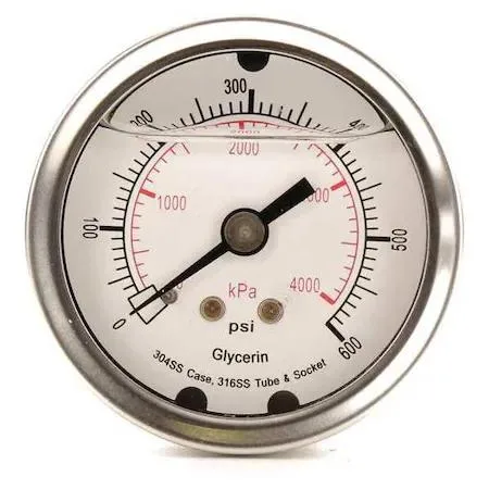 Value Brand Value Brand Commercial Pressure Gauge 0 to 600 psi 2 in Dial 1/4 in — product photo