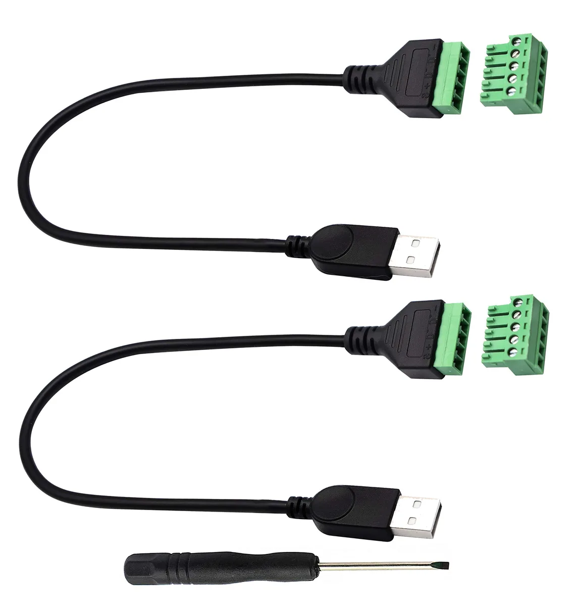Vszerda Vszerda USB 2.0 A Male to 5-Pin Screw Terminal Cable 30cm 2-Pack — product photo