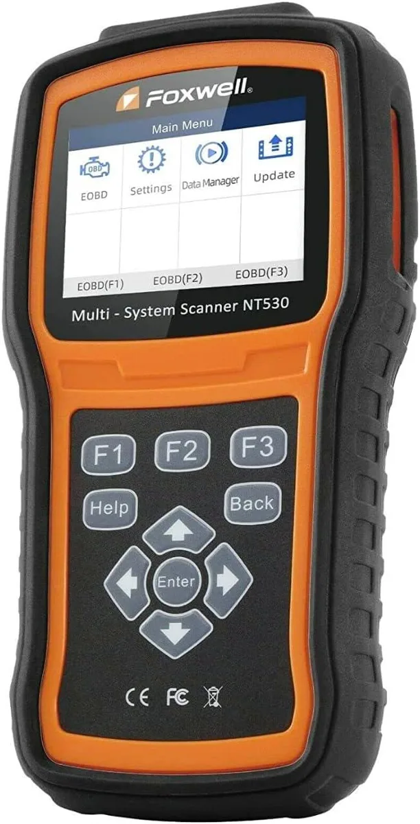 Handheld diagnostic scanner with colour screen and OBD cable