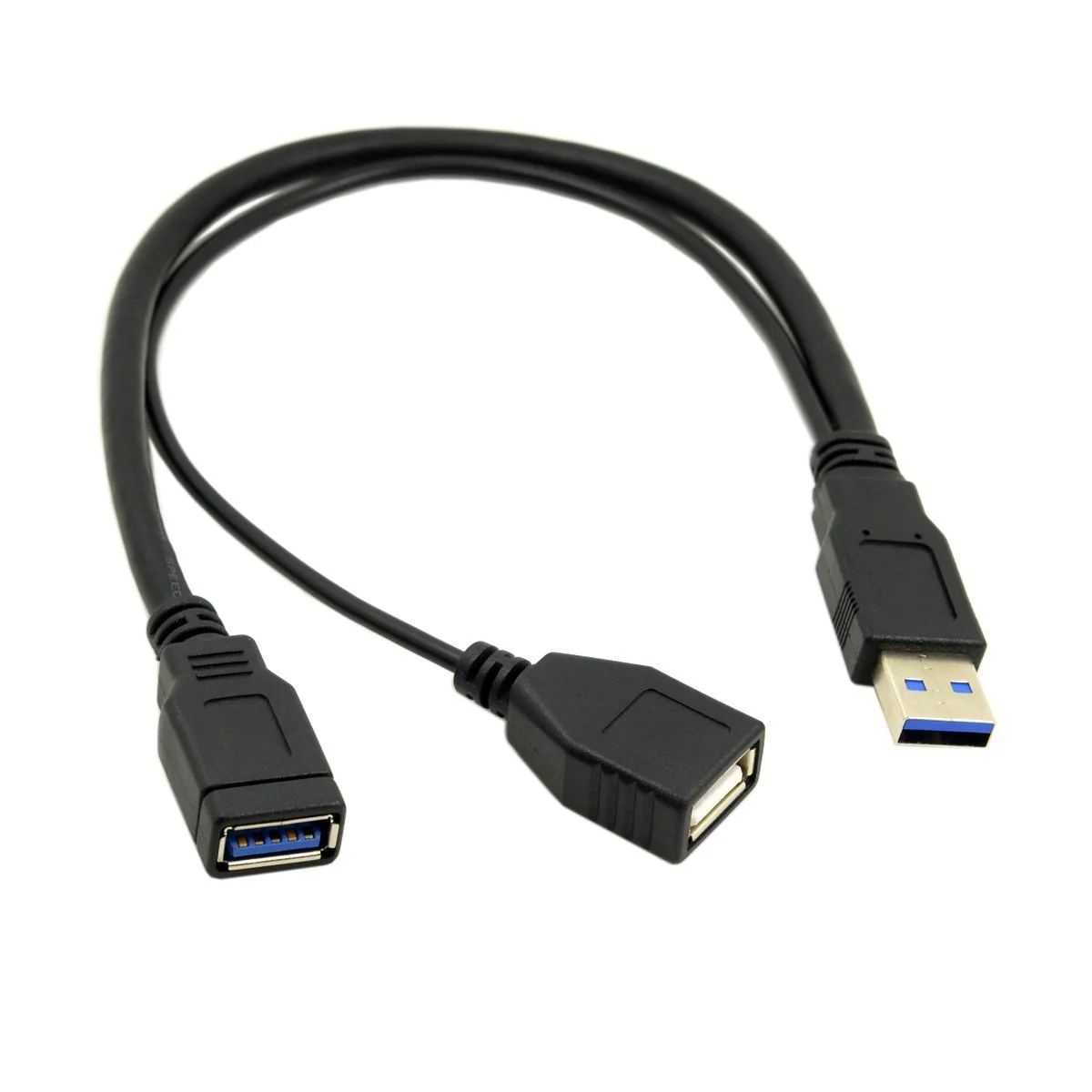 TeKit TeKit USB 3.0 Male to Dual USB Female Y Splitter Cable 20cm Black — product photo
