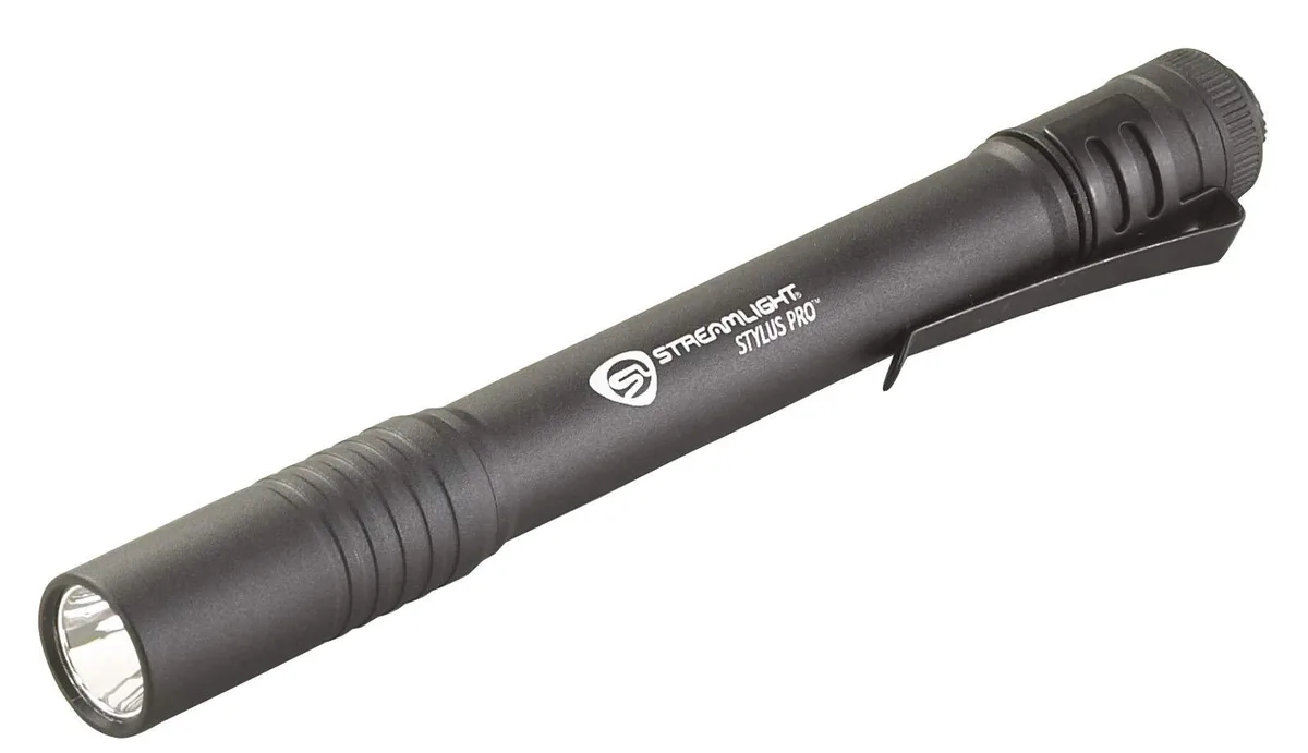 Black aluminium penlight with pocket clip