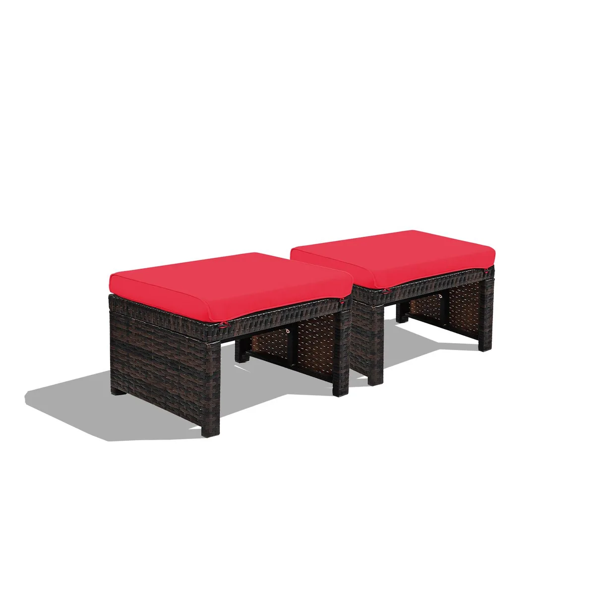 SlickBlue SlickBlue 2-piece Rattan Ottoman Set Red 19.5x15.5x13 355 lbs — product photo