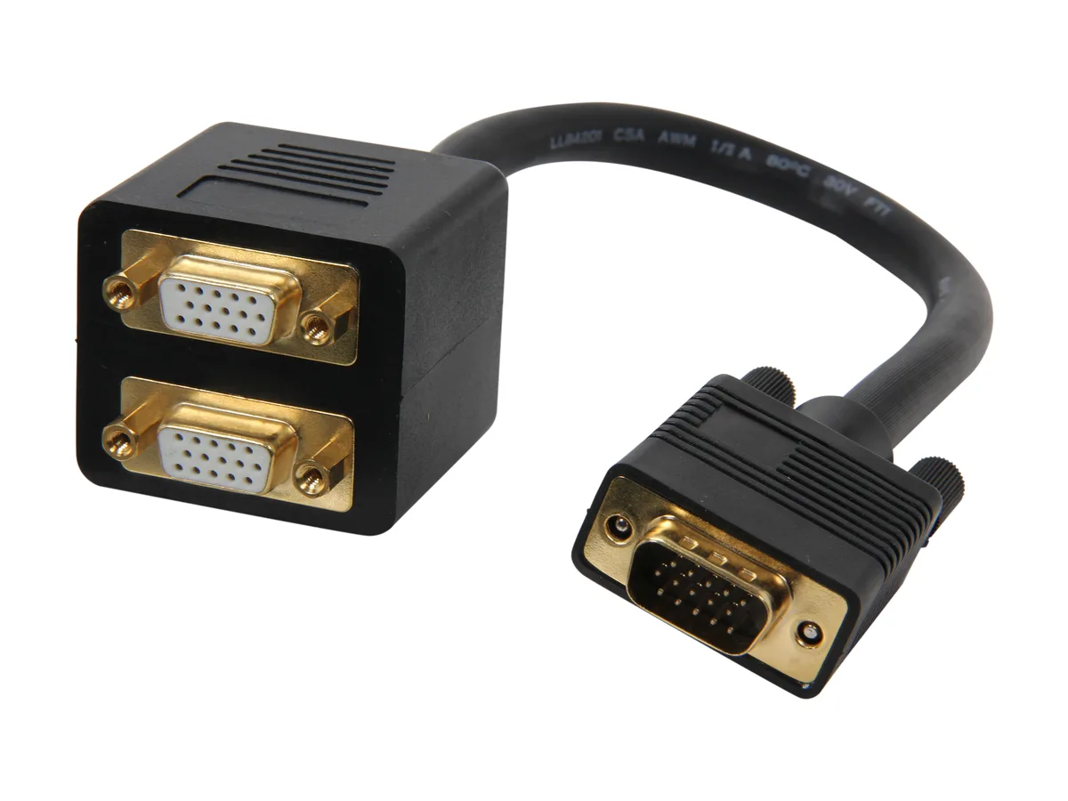 STARTECH STARTECH VGASPL1VV VGA Splitter Cable 1 ft M/F .5 ft pigtail 15-pin 28 AWG — product photo