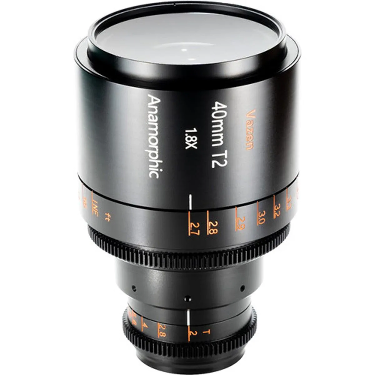 Compact silver anamorphic lens barrel with 95mm front diameter