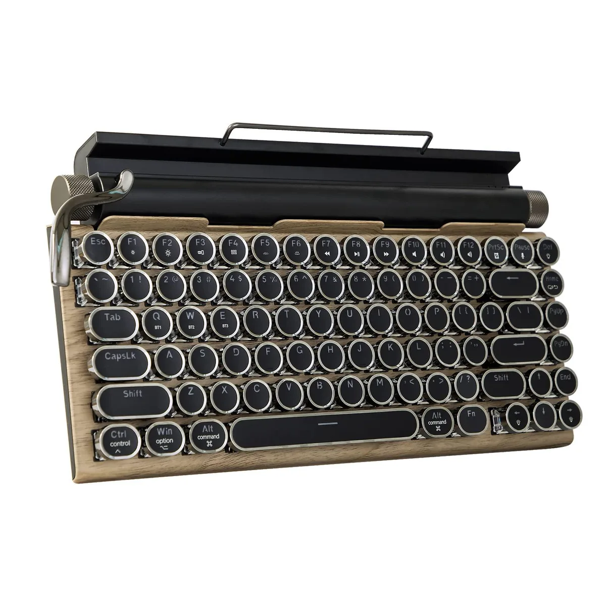  Adventurers Retro Mechanical Gaming Keyboard 83 Keys Bluetooth 5.0 Blue Switch White Backlit — product photo