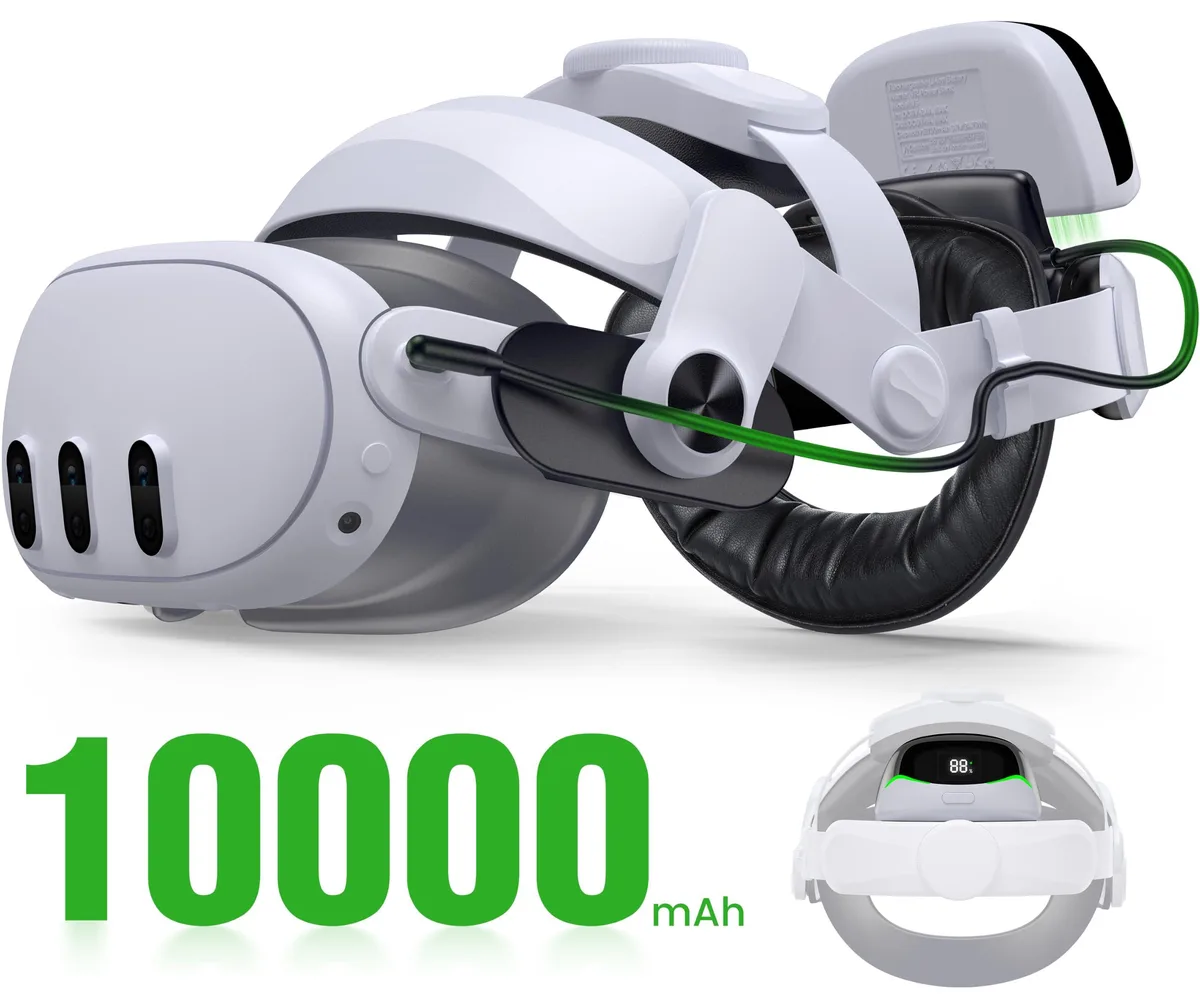 KawayeReal Battery Head Strap VR accessory with 10000mAh magnetic hot-swappable battery pack, white — product photo