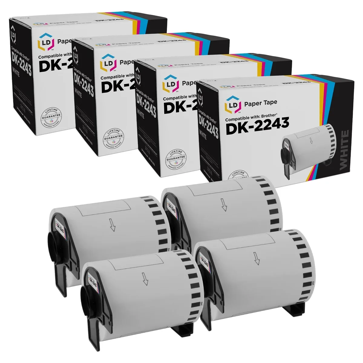 LD Products LD Products Set of 4 DK-2243 White Paper Tape Roll for Brother QL-1050 1060N labelmaker — product photo
