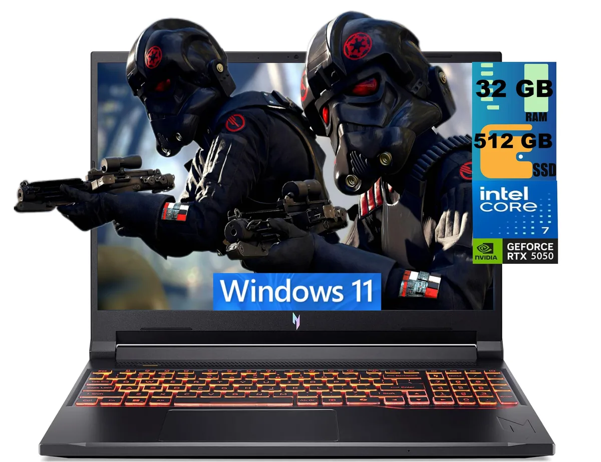 Acer America Acer Nitro V 16 gaming laptop Intel Core 7 240H RTX 5050 32GB 512GB 180Hz — product photo