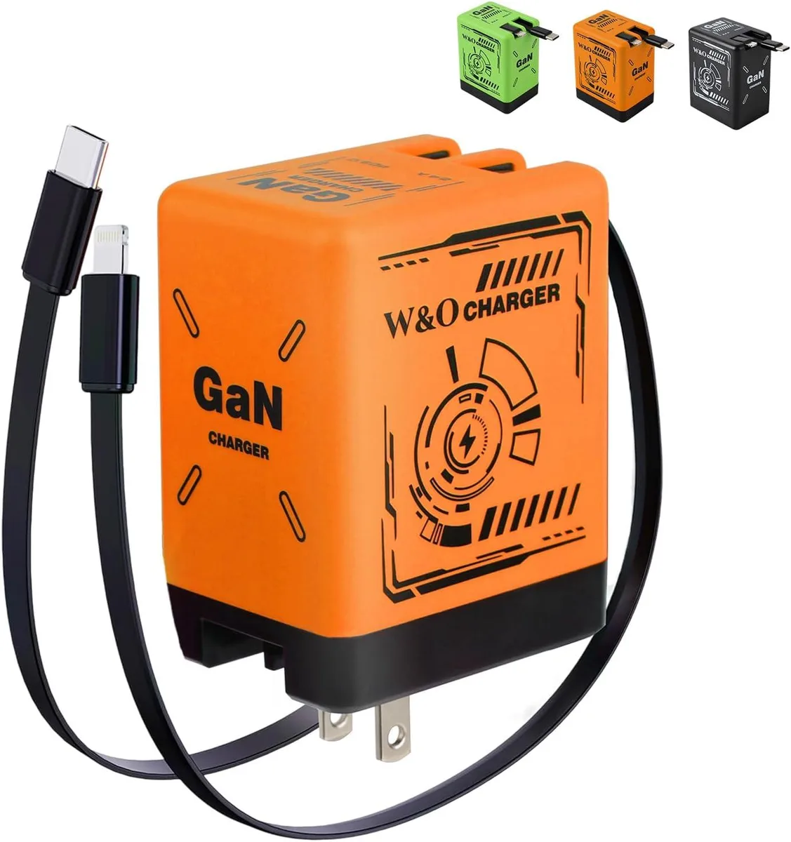 ONITOON ONITOON 120W 2-in-1 Retractable Wall Charger Orange — product photo