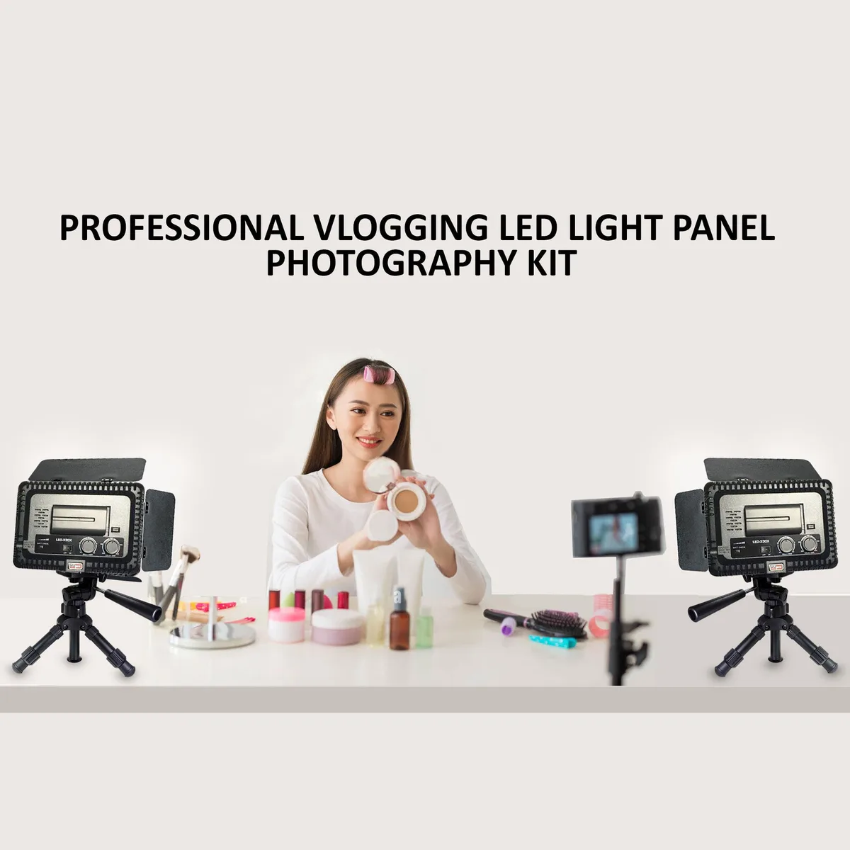 Vidpro Vidpro LED-330X Varicolor Studio Kit 2x with 12" Tripod for Vloggers Bloggers Professional Product Photography — product photo