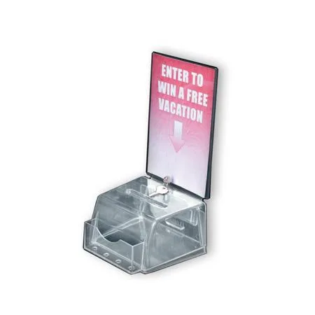 Azar Displays Azar Displays 206008 Clear Small Molded Lottery Box W/ Pocket Lock Key office equipment — product photo