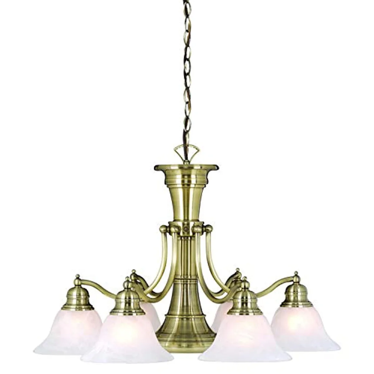 Vaxcel Vaxcel Standford 6-Light Antique Brass Chandelier with Down Light and Switch — product photo