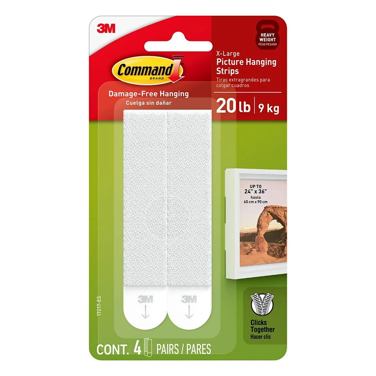 3M 3M Command X-Large Picture Hanging Strips White 4 Pairs 17217 — product photo