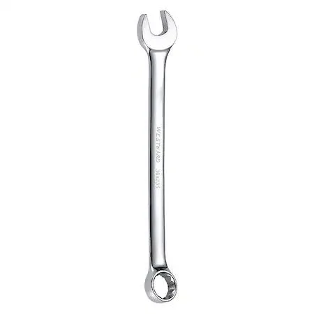Chrome-finish 20 mm combination wrench with offset box end